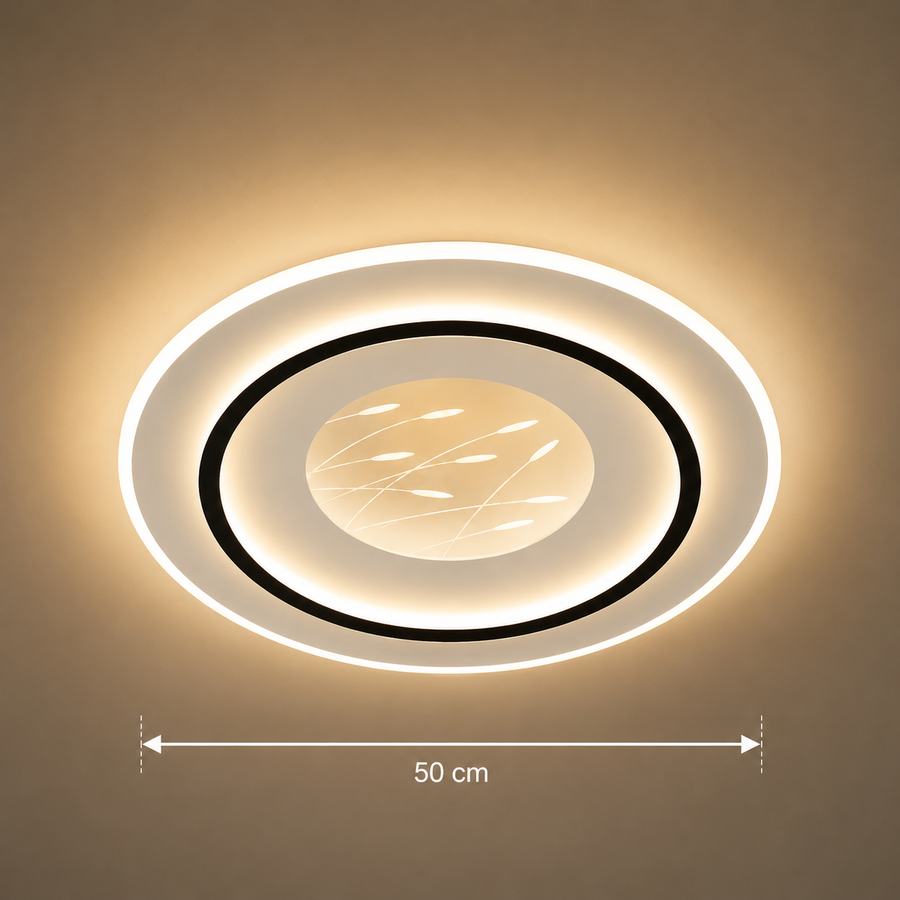 LED полилей с 125W спално дистанционно управление, кръгло, студено/гореща/неутрална светлина, нестабилна, черна