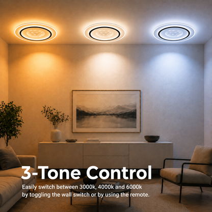 LED полилей с 125W спално дистанционно управление, кръгло, студено/гореща/неутрална светлина, нестабилна, черна