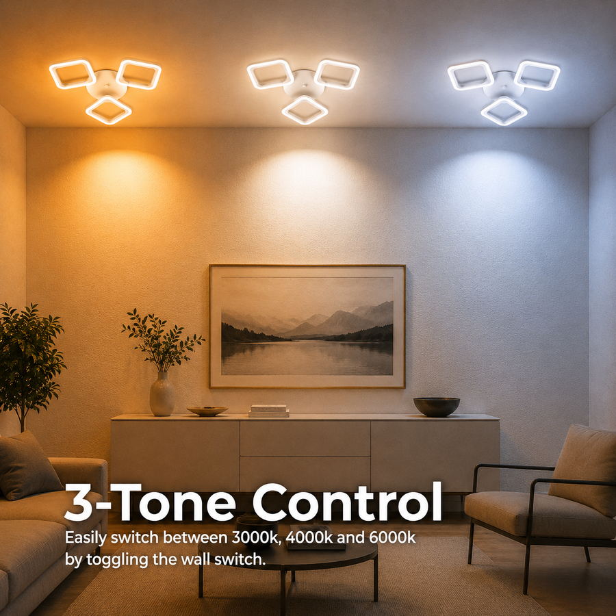 LED полилей ERIKA 20W, 3 квадрата, топла/неутрална/студена светлина, бял, метал и акрил