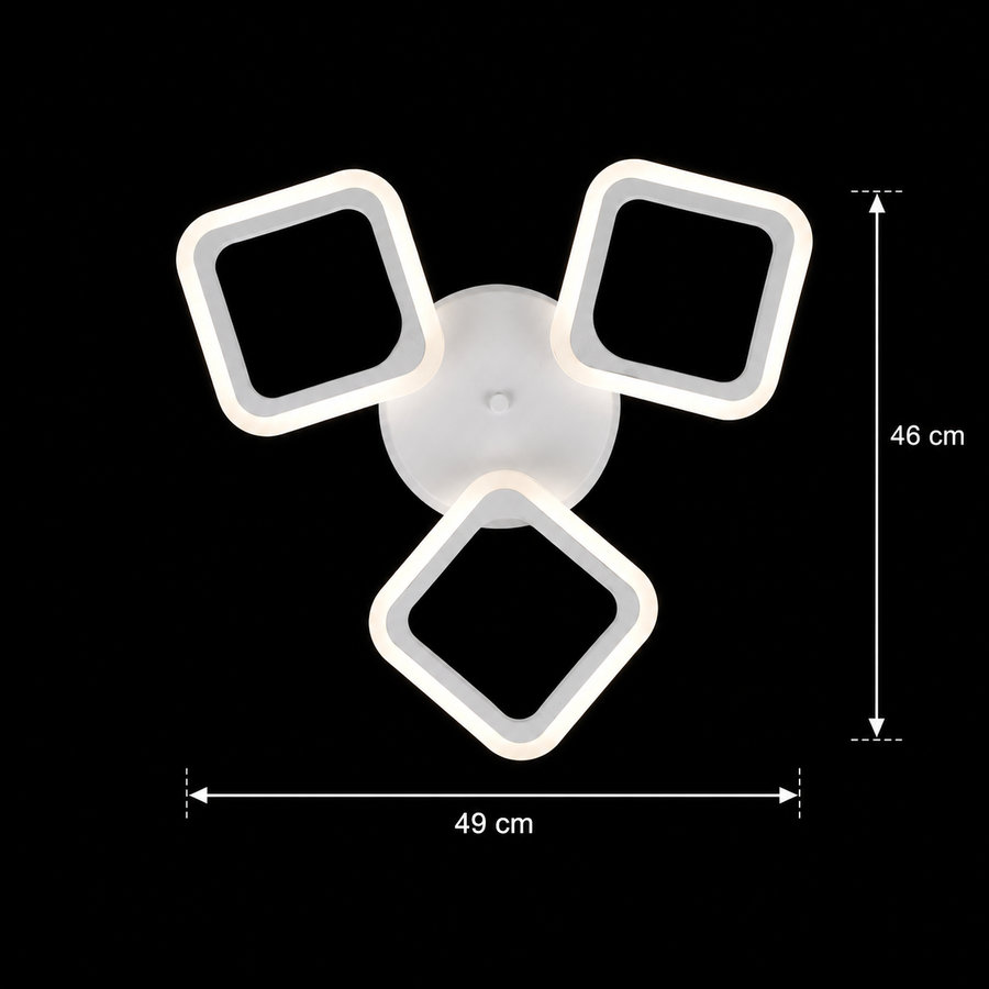 LED полилей ERIKA 20W, 3 квадрата, топла/неутрална/студена светлина, бял, метал и акрил