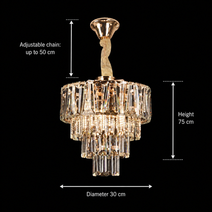 Candelabru Cristal VALMONT Petito 3xE14, D30 cm, Auriu, Inaltime Reglabila, Metal si Cristal Candelabre Cristal Default Title Alessandro Design