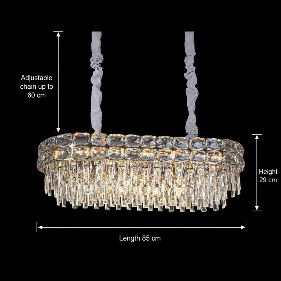 Candelabru Cristal LUCENT Regalis 28xE14, 85x35 cm, Auriu, Inaltime Reglabila, Metal si Cristal Candelabre Cristal Default Title Alessandro Design