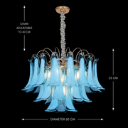Candelabru Cristal MURANO Magno 7xE14, D60 cm, Albastru, Inaltime Reglabila, Metal si Cristal Candelabre Cristal Default Title Alessandro Design