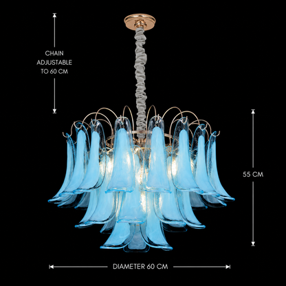 Candelabru Cristal MURANO Magno 7xE14, D60 cm, Albastru, Inaltime Reglabila, Metal si Cristal Candelabre Cristal Default Title Alessandro Design