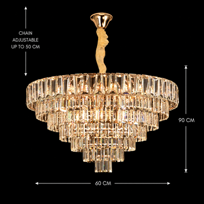 Candelabru Cristal VALMONT Magno 12xE14, D60 cm, Auriu, Inaltime Reglabila, Metal si Cristal Candelabre Cristal Default Title Alessandro Design