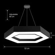 Lustra LED suspendata ANGLE, 52cm, 25W, Inaltime Reglabila, Lumina Rece, Negru, Metal si Acril