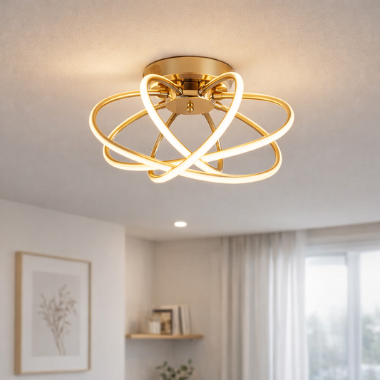 Lustra LED cu Telecomanda LT770/500GD, 45W, Lumina Calda/Rece/Neutra 3000K/4000K/6000K, Dimabila, Aurium Metal Lustre LED cu Telecomanda Default Title Alessandro Design