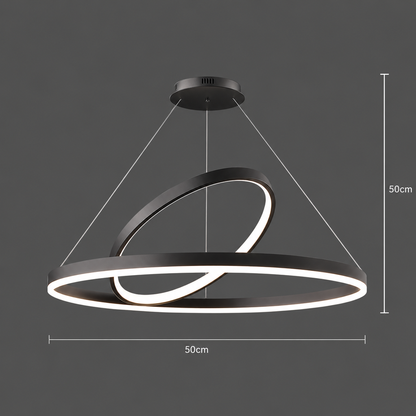 LED окачен полилей PAGANO 47W, 3000K, 2 кръга, черен, регулируема височина