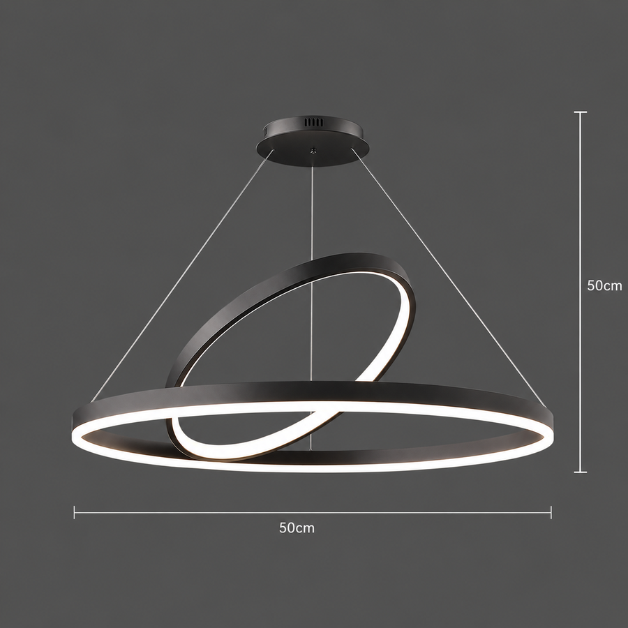LED окачен полилей PAGANO 47W, 3000K, 2 кръга, черен, регулируема височина