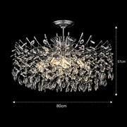 Candelabru Cristal PROWES Regalis, 14xE14, D80 cm, Crom Lucios, Inaltime Reglabila, Metal si Cristal
