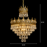 Кристален полилей Royal Petito, 3xe14, диаметър 25 см, лъскаво злато, регулируема височина