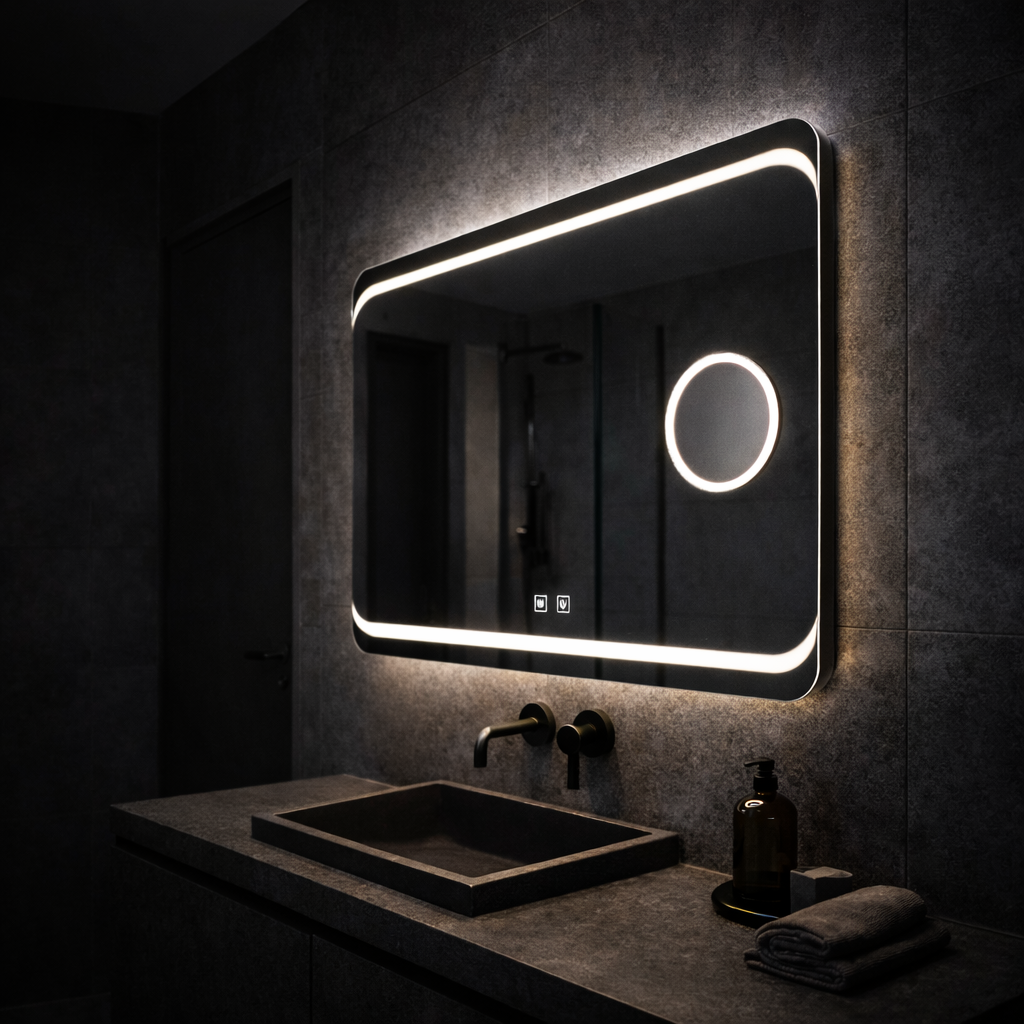 Правоъгълно LED огледало, 80x60cm, Stella Touch, система против запотяване Огледала Korman E Заглавие по подразбиране Alessandro Design