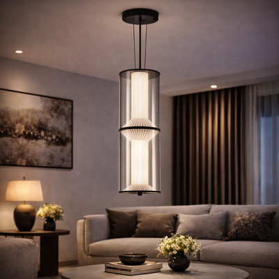 Окачен LED полилей с дистанционно управление 48W, LM511/2BK, регулируема височина, топла/студена/неутрална светлина, черен, метал