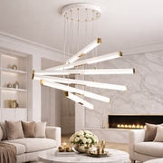 Lustra LED Suspendata Acril LT183/6WH, 81W, Lumina 3000/4000/6000K, Alb, Inaltime Reglabila Lustre LED cu Telecomanda Default Title Alessandro Design