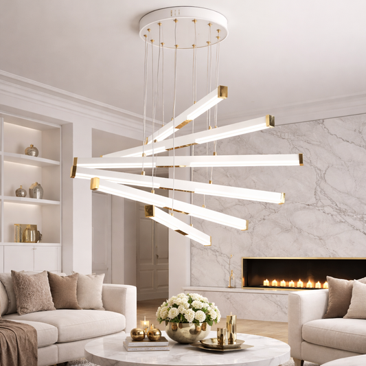 Lustra LED Suspendata Acril LT183/6WH, 81W, Lumina 3000/4000/6000K, Alb, Inaltime Reglabila Lustre LED cu Telecomanda Default Title Alessandro Design