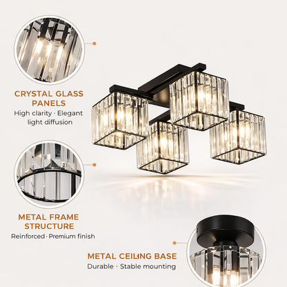 Lustra Georgiana, LC111/4BK, 4x E27, Negru, Metal Lustre Clasice Default Title Alessandro Design
