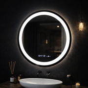 Кръгло LED огледало, диаметър 50 см, Celeste MotionGlow Marcello, система за обезпотяване, часовник и термометър, димиране, топла неутрална студена светлина 3000K/4000K/6000K Marcello огледала Заглавие по подразбиране Alessandro Design