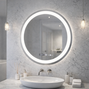 Кръгло LED огледало, диаметър 50 см, Celeste MotionGlow Marcello, система за обезпотяване, часовник и термометър, димиране, топла неутрална студена светлина 3000K/4000K/6000K Marcello огледала Заглавие по подразбиране Alessandro Design