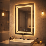 Правоъгълно LED огледало, 60x80cm, Venezia Marcello MotionGlow сензор, система за обезпотяване, часовник и термометър, димиране, топла неутрална студена светлина 3000K/4000K/6000K Marcello Mirrors Заглавие по подразбиране Alessandro Design