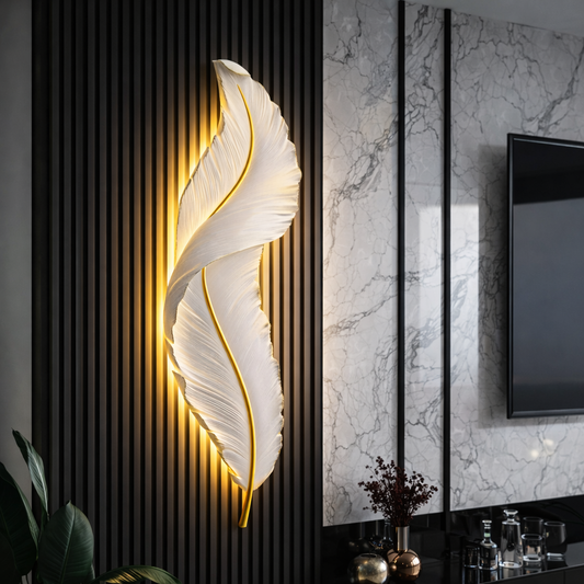 LED стенна лампа, декоративно перо 85CM 31W Студена/топла/неутрална светлина Бяло злато Вътрешни стенни лампи Заглавие по подразбиране Alessandro Design