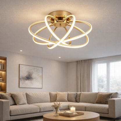 Lustra LED cu Telecomanda LT770/500GD, 45W, Lumina Calda/Rece/Neutra 3000K/4000K/6000K, Dimabila, Aurium Metal Lustre LED cu Telecomanda Default Title Alessandro Design