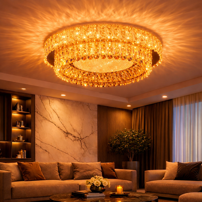 Lustra LED cu Telecomanda, LLC153/500CH, Cristal si Metal, 59W, 1 Cerc, Dimabila, Inaltime Reglabila, Lumina Rece/Calda/Neutra, Iluminat Luxos Lustre LED cu Telecomanda Default Title Alessandro Design