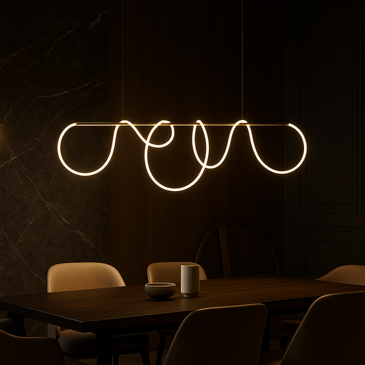 LED полилей DIVINO Gold 96W с гъвкава силиконова тръба, 96W, 150cm - Регулируема светлина 3000K/4000K/6000K Модерни полилеи Заглавие по подразбиране Alessandro Design