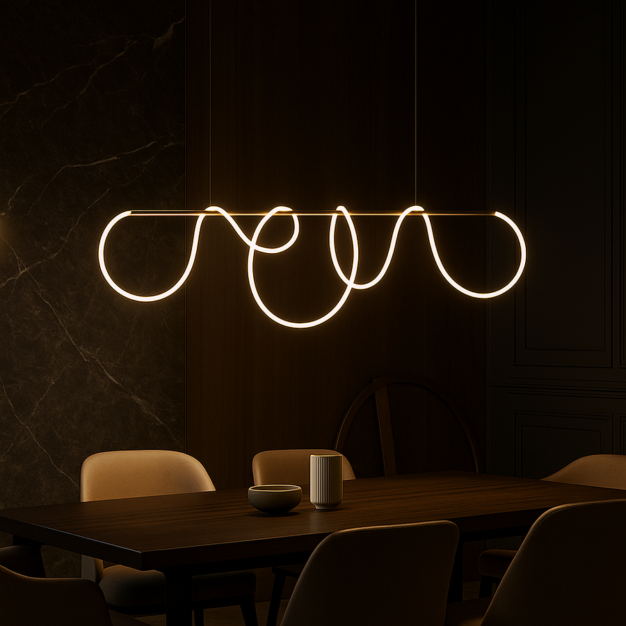 LED полилей DIVINO Gold 96W с гъвкава силиконова тръба, 96W, 150cm - Регулируема светлина 3000K/4000K/6000K Модерни полилеи Заглавие по подразбиране Alessandro Design