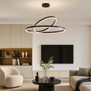 LED окачен полилей PAGANO 47W, 3000K, 2 кръга, черен, регулируема височина Модерни полилеи Заглавие по подразбиране Alessandro Design