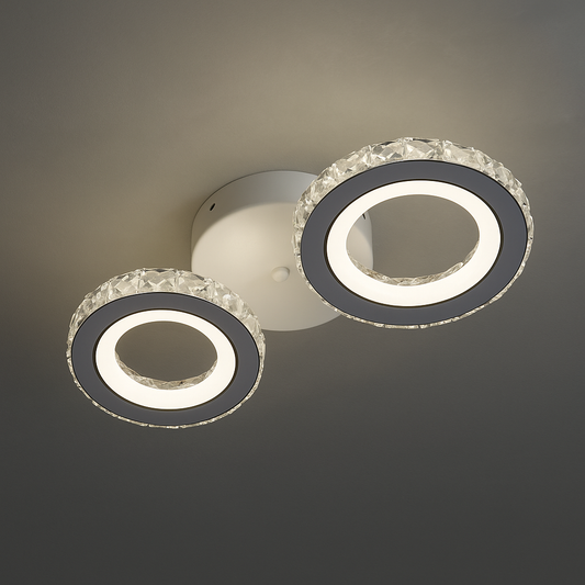 LED полилей с дистанционно управление и кристал NOVA ROTONDA 34W, 2 кръга, студена/топла/неутрална светлина, бял кристал LED полилеи Заглавие по подразбиране Alessandro Design