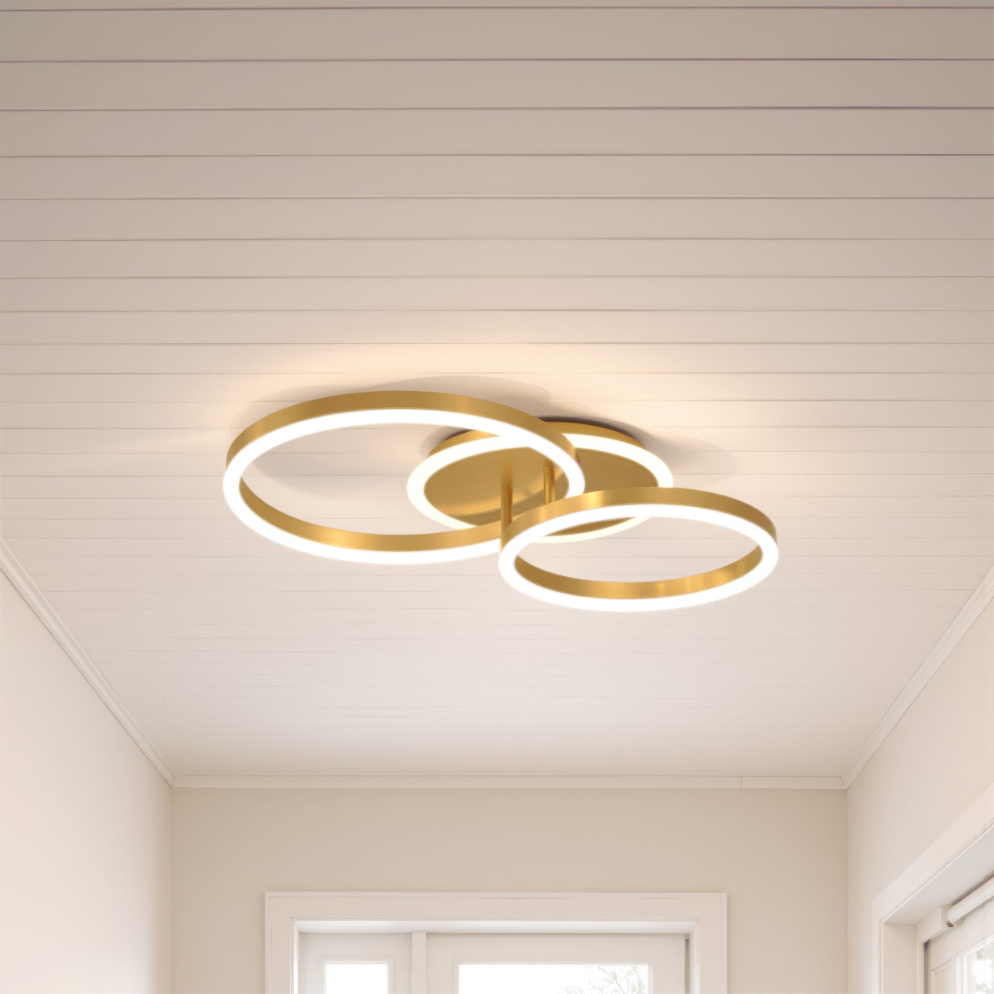 LED полилей с дистанционно управление RINOVA 66W, 2 кръга, студена/топла/неутрална светлина, димиране, лъскаво златно LED полилеи с дистанционно управление Заглавие по подразбиране Alessandro Design