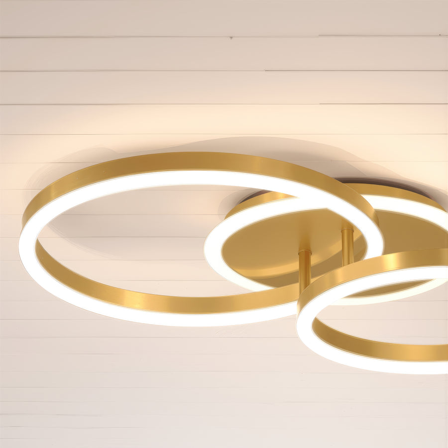 LED полилей с дистанционно управление RINOVA 66W, 2 кръга, студена/топла/неутрална светлина, димиране, лъскаво златно LED полилеи с дистанционно управление Заглавие по подразбиране Alessandro Design