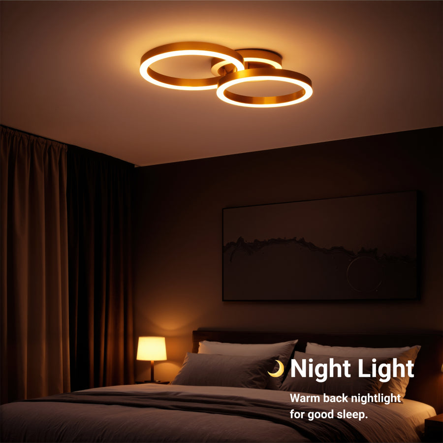 LED полилей с дистанционно управление RINOVA 66W, 2 кръга, студена/топла/неутрална светлина, димиране, лъскаво златно LED полилеи с дистанционно управление Заглавие по подразбиране Alessandro Design