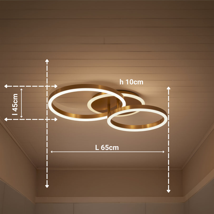 LED полилей с дистанционно управление RINOVA 66W, 2 кръга, студена/топла/неутрална светлина, димиране, лъскаво златно LED полилеи с дистанционно управление Заглавие по подразбиране Alessandro Design