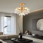 Candelabru Cristal Fiamma, 6x E14, Diametru 45cm, Auriu, Metal si Cristal Candelabre Cristal Default Title Alessandro Design