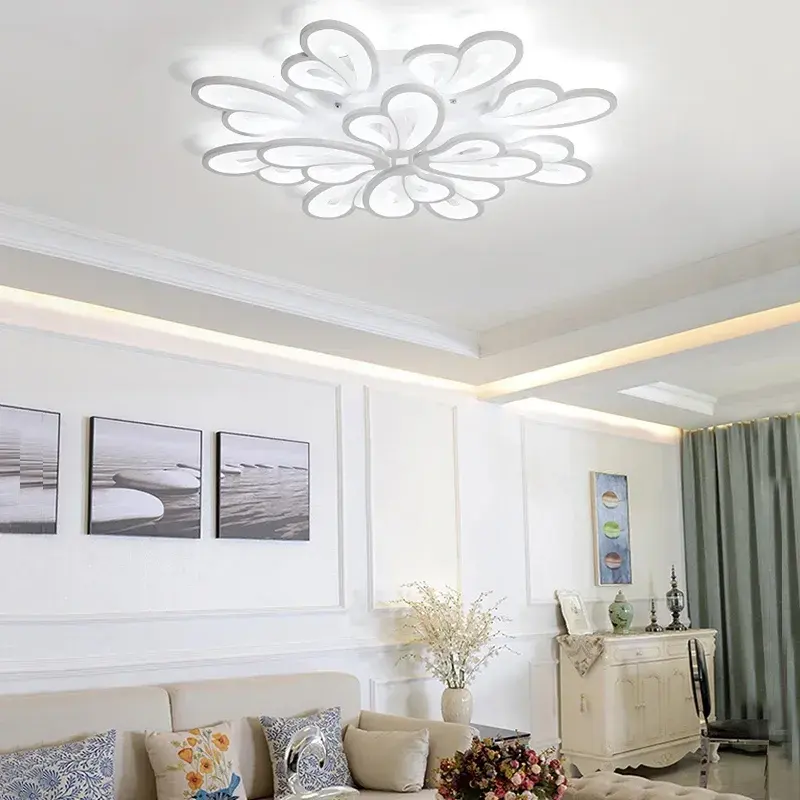LED полилей с дистанционно управление BLOSSOM 146W, 12 венчелистчета, Студена/Топла/Неутрална светлина 3000k/4000k/6000k, Димируем, Бял LED полилей с дистанционно управление Default Title Alessandro Design