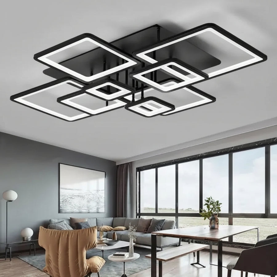 LED полилей с дистанционно управление ELLA 186W, 8 квадрата, студена/топла/неутрална светлина, димируем, черен LED полилей с дистанционно управление Заглавие по подразбиране Alessandro Design