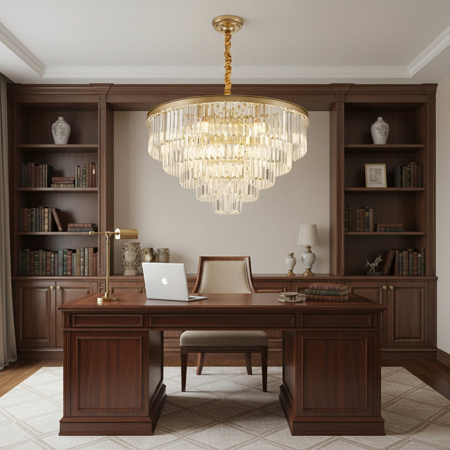 Кристален полилей CHAMBORD Eleganza 8xE14, диаметър 48 см, матово злато Кристални полилеи Заглавие по подразбиране Alessandro Design