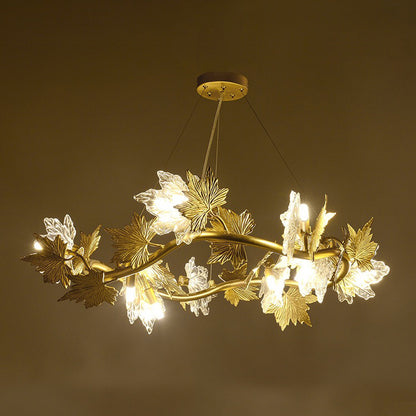 Candelabru Modern LEAFORA Eleganza, 6xE14, Diametru 50cm, Auriu, Inaltime Reglabila, Metal si Cristal Candelabre Moderne Default Title Alessandro Design