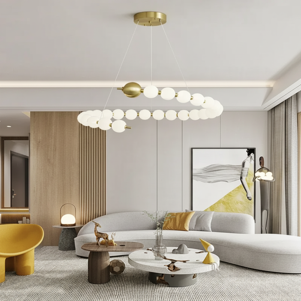 Aurelia 41W акрилен LED висящ полилей с дистанционно управление, димируем, 3000K/4000K/6000K, златни, метални и акрилни LED полилеи с дистанционно управление Заглавие по подразбиране Alessandro Design