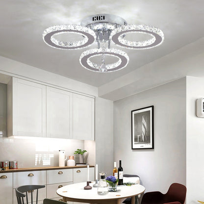 LED полилей с дистанционно управление и кристален ALANUBIS 40W, 3 кръга, студена/топла/неутрална светлина, димиране, лъскави хромирани кристални LED полилеи Заглавие по подразбиране Alessandro Design