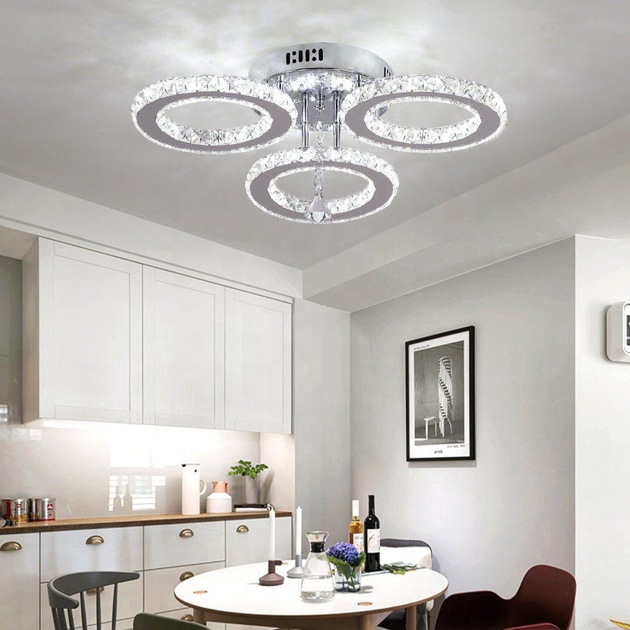 LED полилей с дистанционно управление и кристален ALANUBIS 40W, 3 кръга, студена/топла/неутрална светлина, димиране, лъскави хромирани кристални LED полилеи Заглавие по подразбиране Alessandro Design