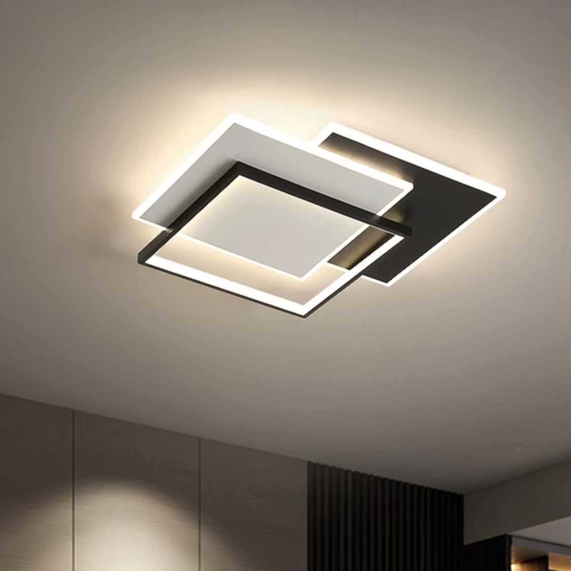 LED полилей с дистанционно CHIARA 98W, 3 квадрата, студена/топла/неутрална светлина, димируем, черен LED полилей с дистанционно управление Заглавие по подразбиране Alessandro Design