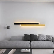 LINIUS LED полилей 29W, 2 елемента, линейна, топла/неутрална/студена светлина, златисто черни интериорни стенни лампи Заглавие по подразбиране Alessandro Design