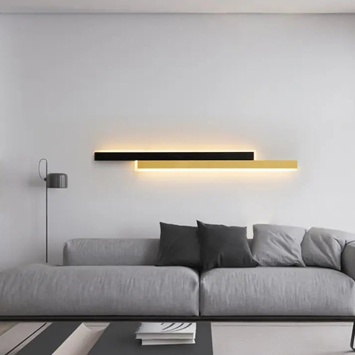 LINIUS LED полилей 29W, 2 елемента, линейна, топла/неутрална/студена светлина, златисто черни интериорни стенни лампи Заглавие по подразбиране Alessandro Design