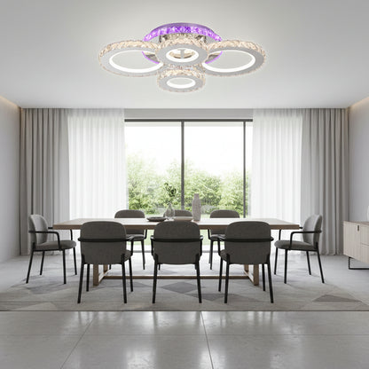 LED полилей с дистанционно управление и кристал NOVA ROTONDA RGB 82W, 4 кръга, студена/топла/неутрална светлина, димиране, хром LED полилеи и кристали Заглавие по подразбиране Alessandro Design