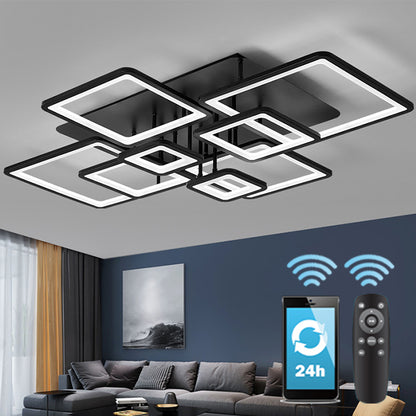 LED полилей с дистанционно управление ELLA 186W, 8 квадрата, студена/топла/неутрална светлина, димируем, черен LED полилей с дистанционно управление Заглавие по подразбиране Alessandro Design