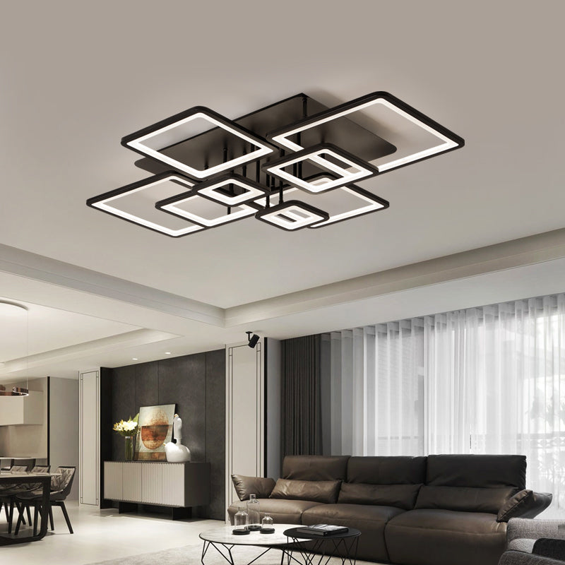 LED полилей с дистанционно управление ELLA 186W, 8 квадрата, студена/топла/неутрална светлина, димируем, черен LED полилей с дистанционно управление Заглавие по подразбиране Alessandro Design