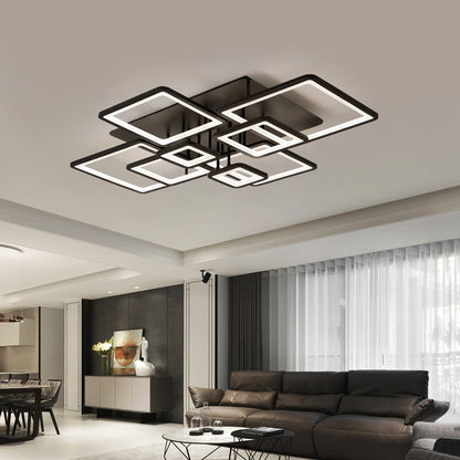 LED полилей с дистанционно управление ELLA 186W, 8 квадрата, студена/топла/неутрална светлина, димируем, черен LED полилей с дистанционно управление Заглавие по подразбиране Alessandro Design