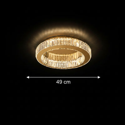 LED полилей с дистанционно управление и кристал VERTUS 18W, 30см, Кръг, Студена/Топла/Неутрална светлина, Димируем, Златен
